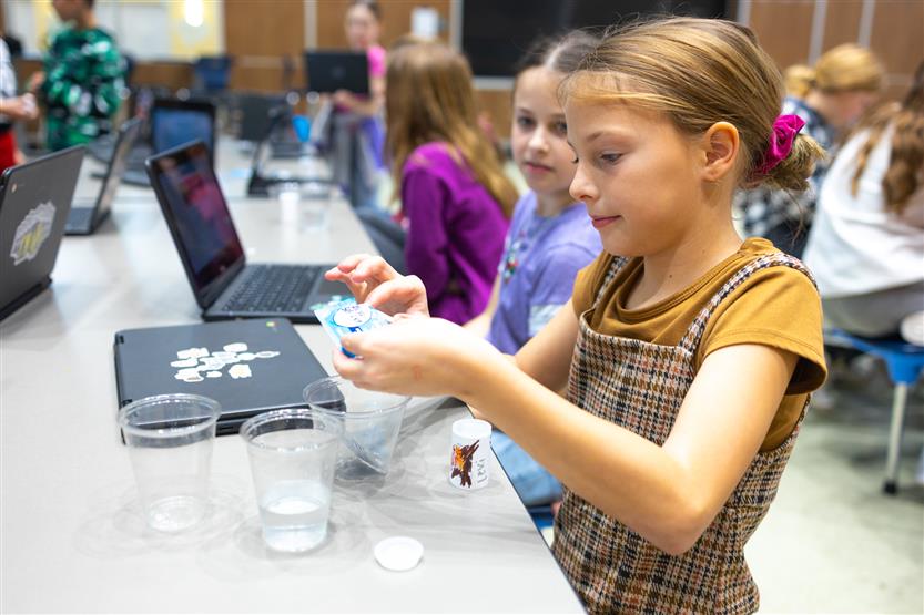 Students do a STEM challenge in class